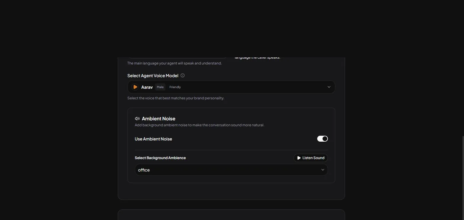 Voice and ambient audio settings